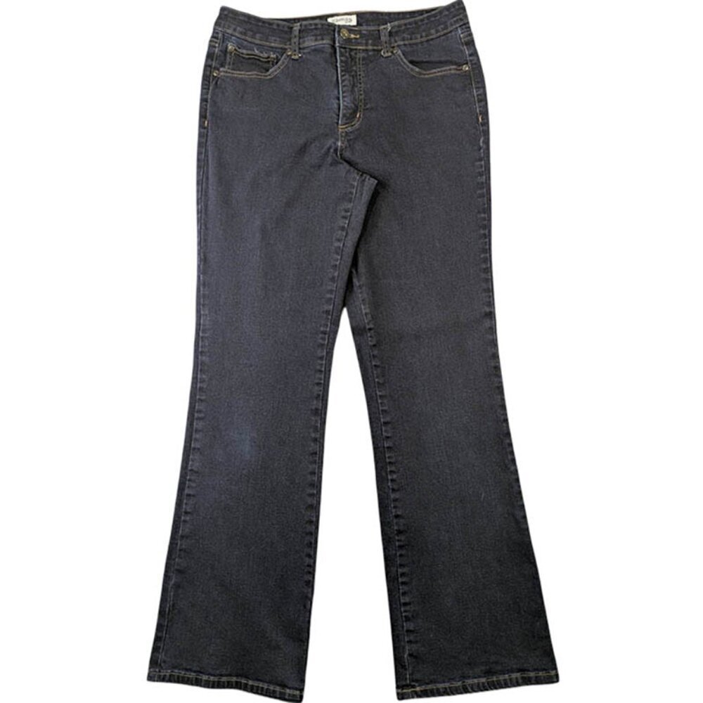St John's Bay Jeans Womens 12 Boot Cut Blue Denim‎ Mid Rise Stretch Medium Wash